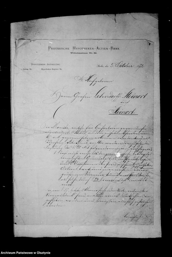 image.from.unit.number "/Akten betr. Geldgeschäfte der Lehndorff mit der Preuss. Hypotheken- Aktien- Bank, Berlin/"