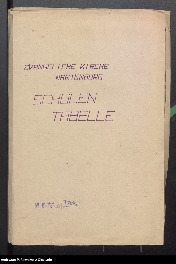 image.from.unit.number "Schulen Tabelle und Tabellarischer Bericht das Schulwesen des evangelischen Kirchspiels Wartenburg"