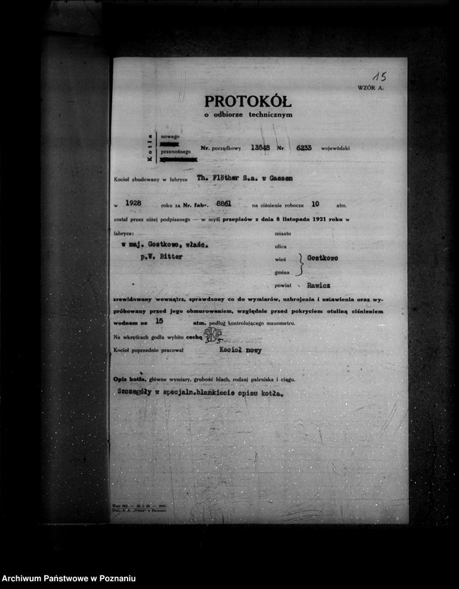 Obraz 19 z jednostki "Gospodarstwo rolne w Gostkowie powiat rawicki własność W. Bittera nr woj. kotła 6233"