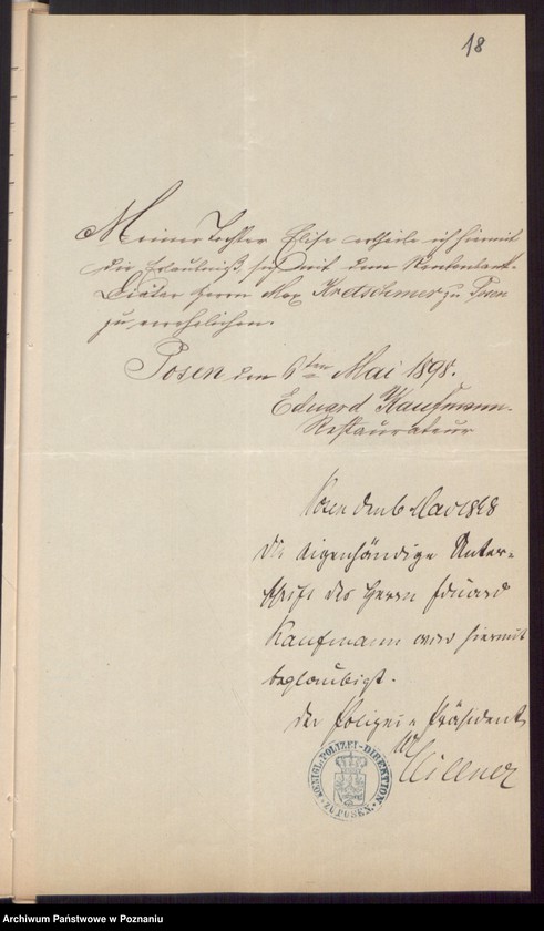 Obraz 20 z jednostki "Die von den Verlobten beigebrachten Urkunden zur Eheschliessung pro 1898"