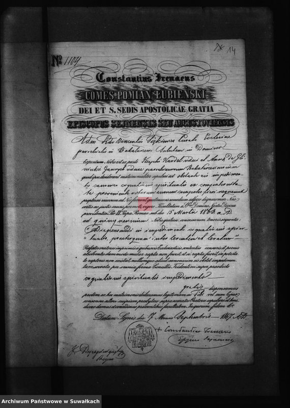 Obraz 18 z jednostki "Anexa do Małżeństw z roku 1867 Parafii Bakałarzewskiej"