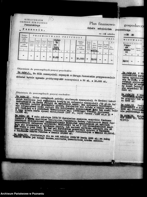 Obraz 19 z jednostki "Budżet na rok 1938/39 - szkolnictwa powszechnego"