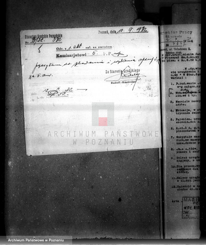 Obraz 9 z jednostki "Zatwierdzenie zakładu przemysłowego /firmy przemysłu smołowego/ Spółka z o.o. dawniej Lindenberg Poznań nr woj. 556"