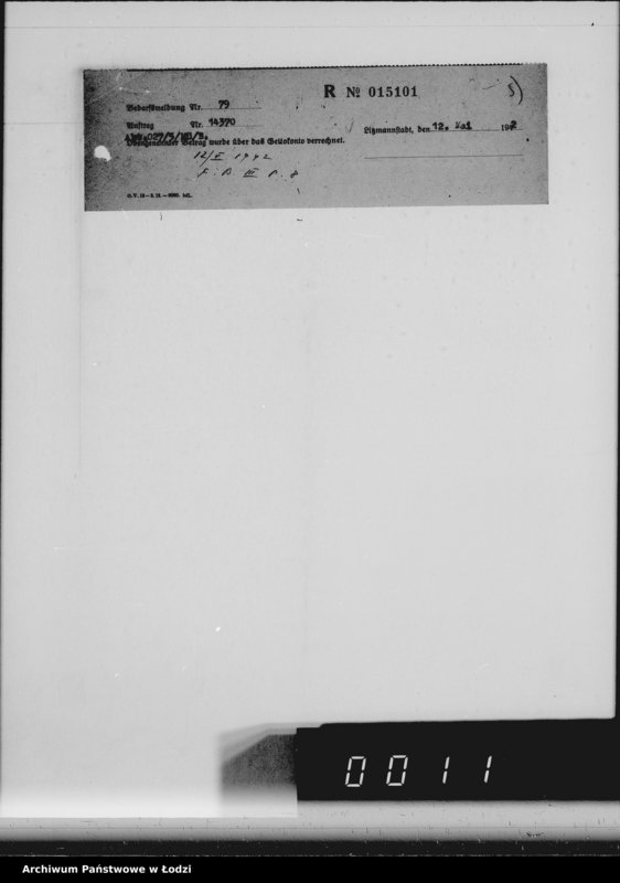 Obraz 9 z jednostki "Aufträge [Lieferscheinen und Rechnungen] 13800-13850.[i od 14351 do 14370]. [Dostawa artykułów pierwszej potrzeby do Getta]"