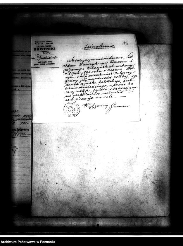 Obraz 19 z jednostki "Uregulowanie w myśl przepisów ustawy z 18.III.1932 r. prawa własności gruntów nabytych w drodze parcelacji majątku Kozanki-Podleśne powiatu tureckiego"