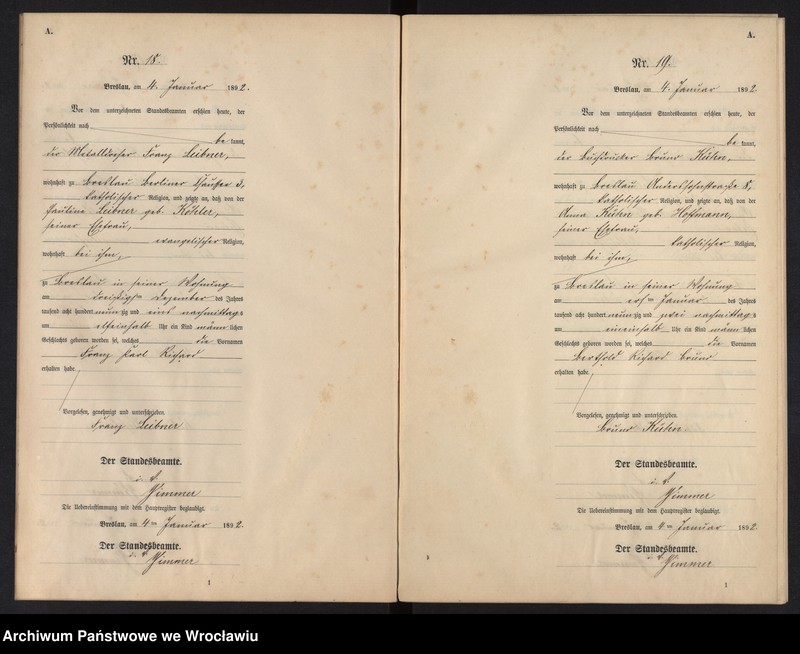 image.from.unit.number "Geburts-Neben-Register Breslau I 1892 Band 1"