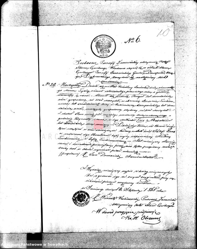 image.from.unit.number "Anneksa do Akt Zaślubionych Parafii Wigierskiej z Roku 1865."