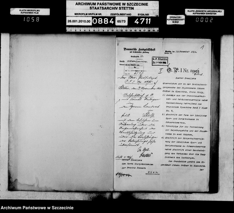 image.from.unit.number "Besitzfestigung des Grundstücks des Landwirts Erwin Müller in Kleschinz Kreis Stolp"