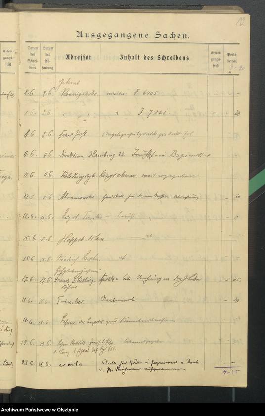 image.from.unit.number "Geschäfts Tagebuch Register der anausgegangenen Schreiben"