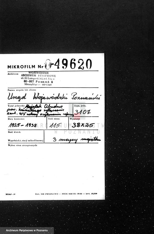 Obraz 2 z jednostki "Majątek Obudno powiatu żnińskiego wyłączenie z art.4/5 ustawy o wykonaniu reformy rolnej"