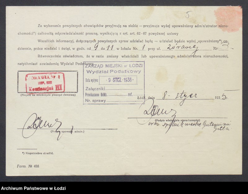 image.from.unit.number "Księga inwentarzowa nieruchomości m. Łodzi ul. Żurawia"