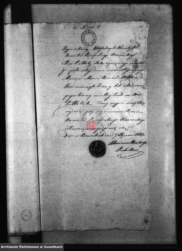 image.from.unit.number "Metryki czyli Wypisy służące do Akt Ślubnych Gminy Berzniki na Rok 1823"