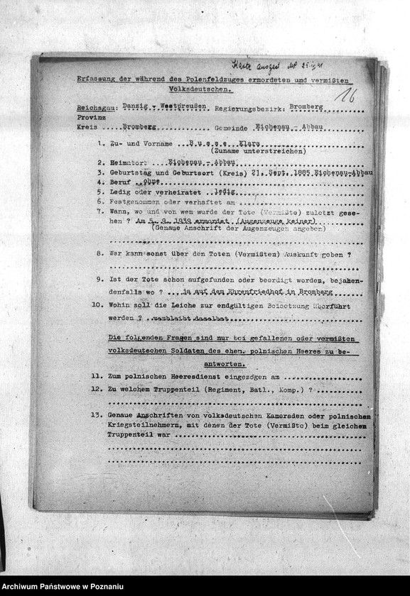 Obraz 20 z jednostki "Wykazy miejscowych Niemców z powiatu bydgoskiego, którzy zginęli w 1939 roku"