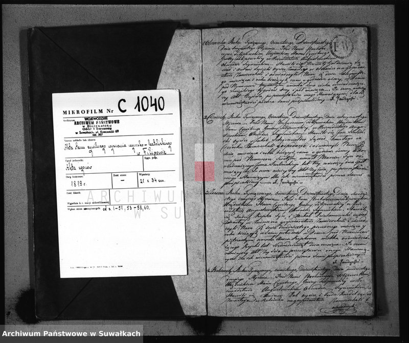 image.from.unit.number "Akta Zeyścia Gminy Filipowskiey od dnia 1 Stycznia do dnia 31 Grudnia 1819"