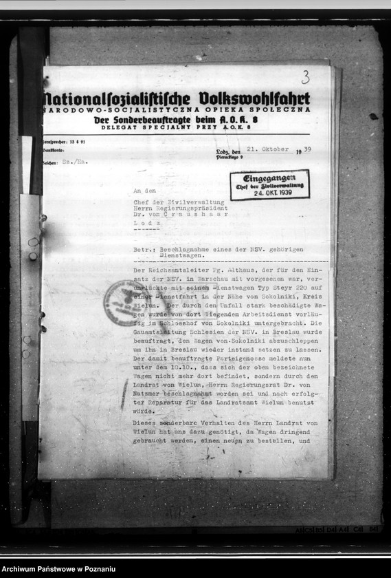 Obraz 6 z jednostki "Lageberichte aus dem Kreise Welun"