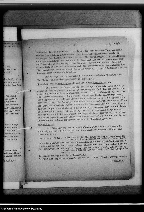 Obraz 19 z jednostki "Mittelungsblätter an die Kreissippenämter für das Geschäftsjahr 1943/44"