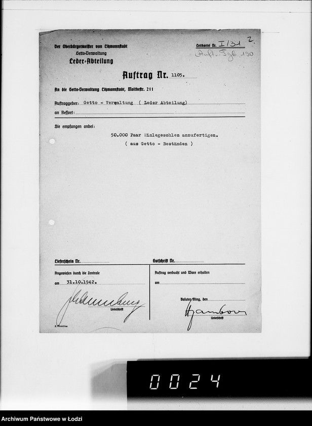Obraz 6 z jednostki "Aufträge 1105 50.000 P.Einlegesohlen"