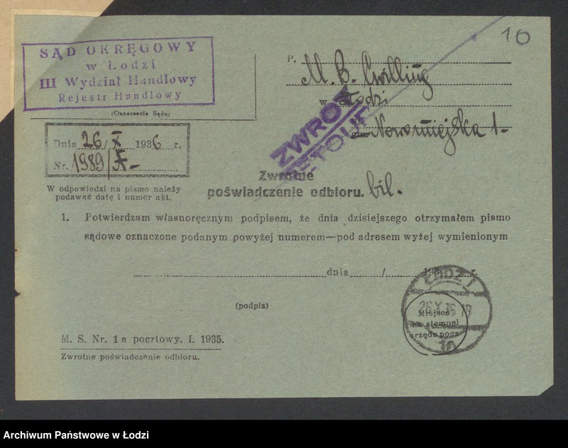 Obraz 12 z jednostki "Moszek Binen Zwilling - sprzedaż towarów manufakturowych"