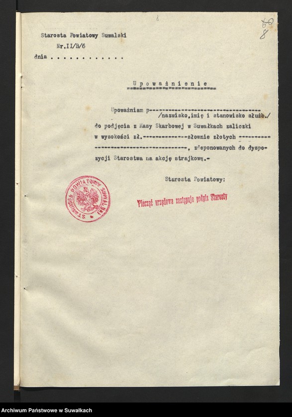 image.from.unit.number "[Akcja przeciwstrajkowa dotycząca ustalenia listy dyżurów, podjęcia z Kasy Skarbowej w Suwałkach zaliczki na akcję, doniesienia o stanie akcji urzędowi wojewódzkiemu]"