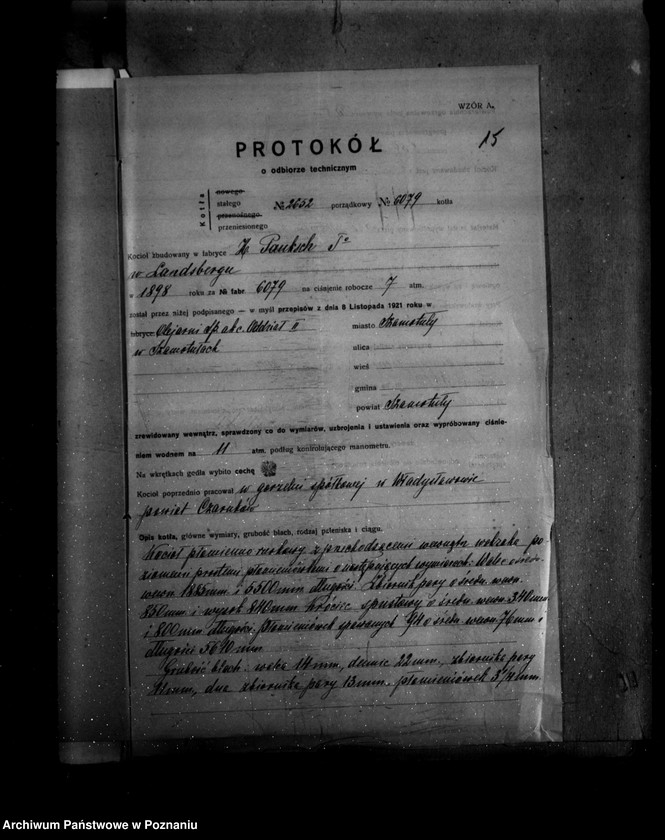 Obraz 19 z jednostki "Młyn parowy w Szamotułach własność Olejarnia w Szamotułach nr woj. kotła 79"