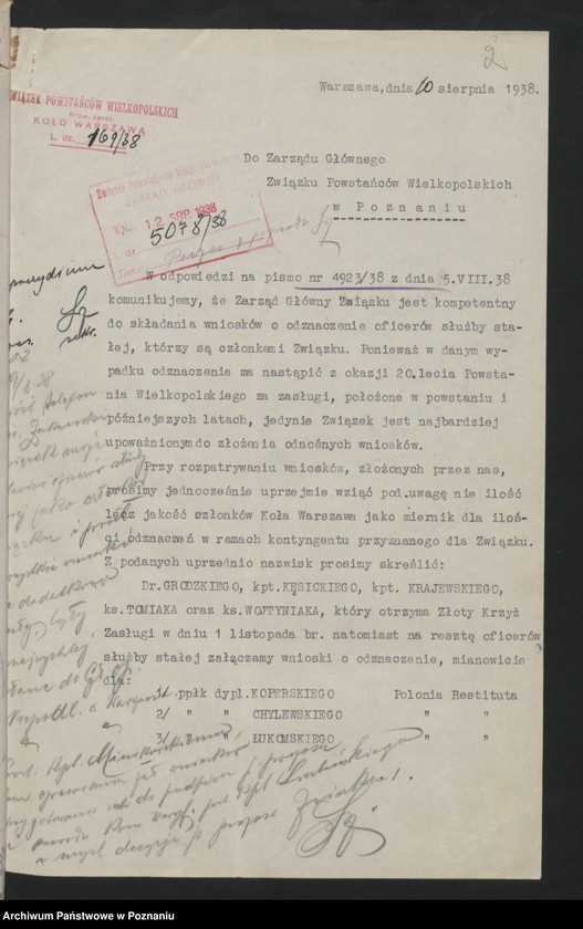 Obraz 5 z jednostki "Korespondencja Zarządu Głównego Związku Powstańców Wielkopolskich."