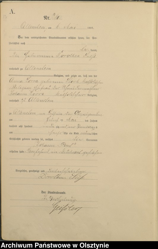 image.from.unit.number "Geburts-Haupt-Register Tom II,Nr 265 - 527"