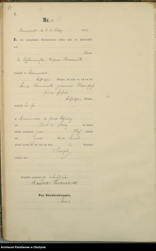 image.from.unit.number "Geburts-Haupt-Register Nr 1 - 71"