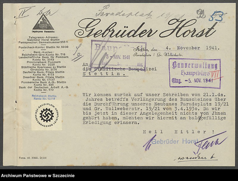 image.from.collection.number "Architektura Szczecina - akta nadzoru budowlanego111"