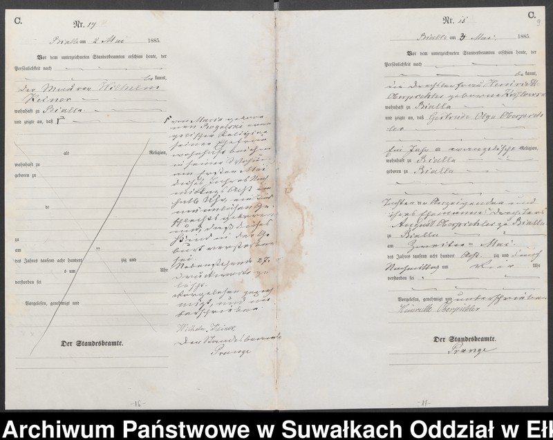 image.from.unit.number "Sterbe-Haupt-Register des Königlichen Preussischen Standes-Amtes Bialla Kreis Johannisburg"