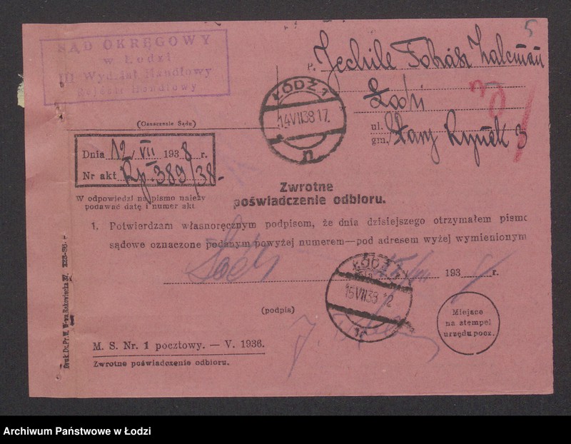 Obraz 7 z jednostki "Jechiel Tobiasz Zalcman – sprzedaż skór"