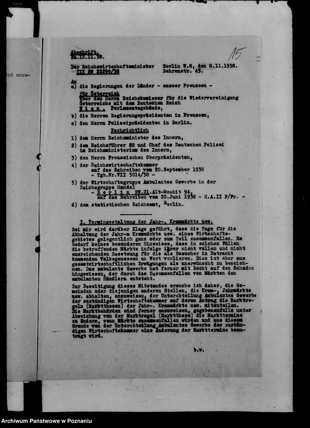 Obraz 19 z jednostki "Korespondencja w sprawie odbywania targów i jarmarków w okresie wojny"