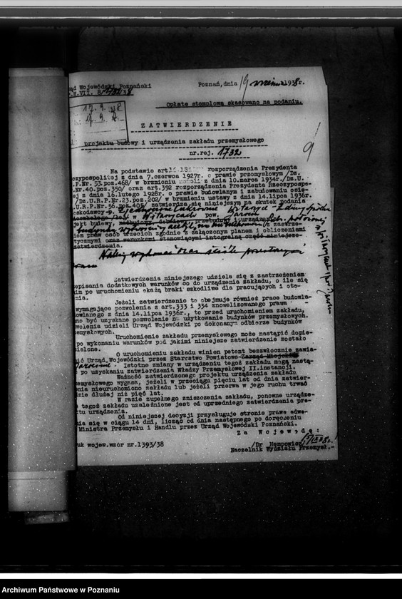 Obraz 16 z jednostki "Cukrownia Witaszyce pow. jarociński /pozwolenie na budowę budynku dla wytwórni acetylenu/"