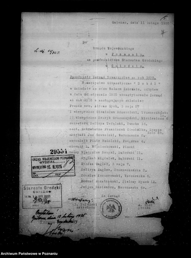 Obraz 11 z jednostki "/Towarzystwo Gimnastyczne Sokół w Gnieźnie - rejestracja/"