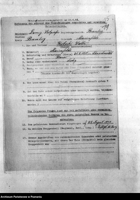 Obraz 19 z jednostki "Amtliche Meldungen. Amtsbezirke Fordon, Falkenberg, Slesin, Monkowarsk - Kreis Bromberg (Bydgoszcz)"