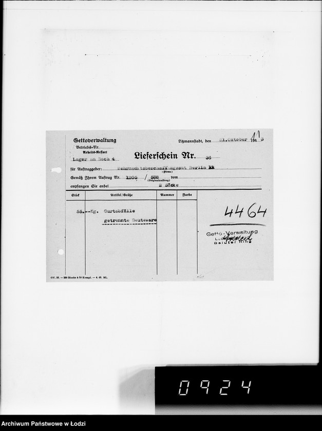 Obraz 15 z jednostki "Auftrag 588.Trennmaterial"