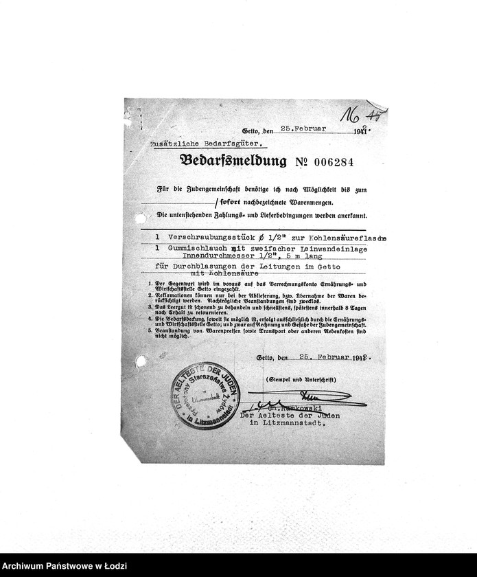 Obraz 19 z jednostki "Bedarfsmeldungen [Skierowane do GV zapotrzebowania na surowce, materiały, narzędzia, maszyny itp. potrzebne resortom pracy do produkcji; zamówienia żywności, lekarstw]"