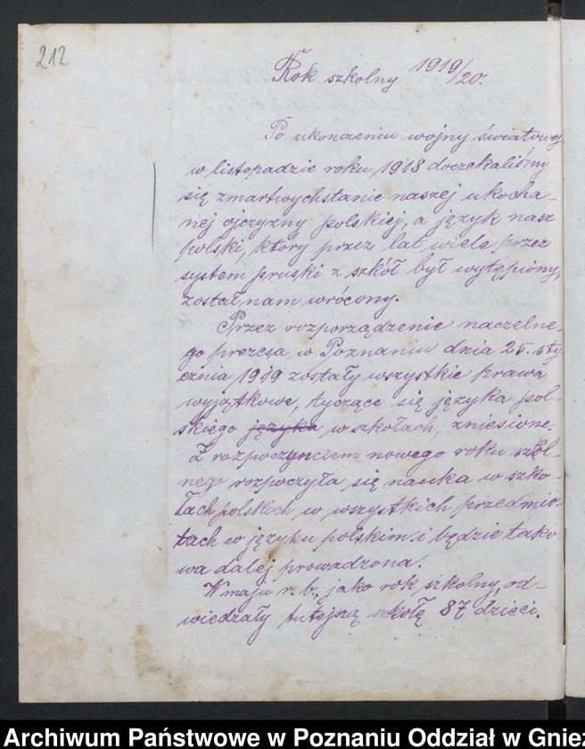 Obraz 4 z kolekcji "Repolonizacja szkolnictwa wielkopolskiego w okresie 1918 – 1919111"