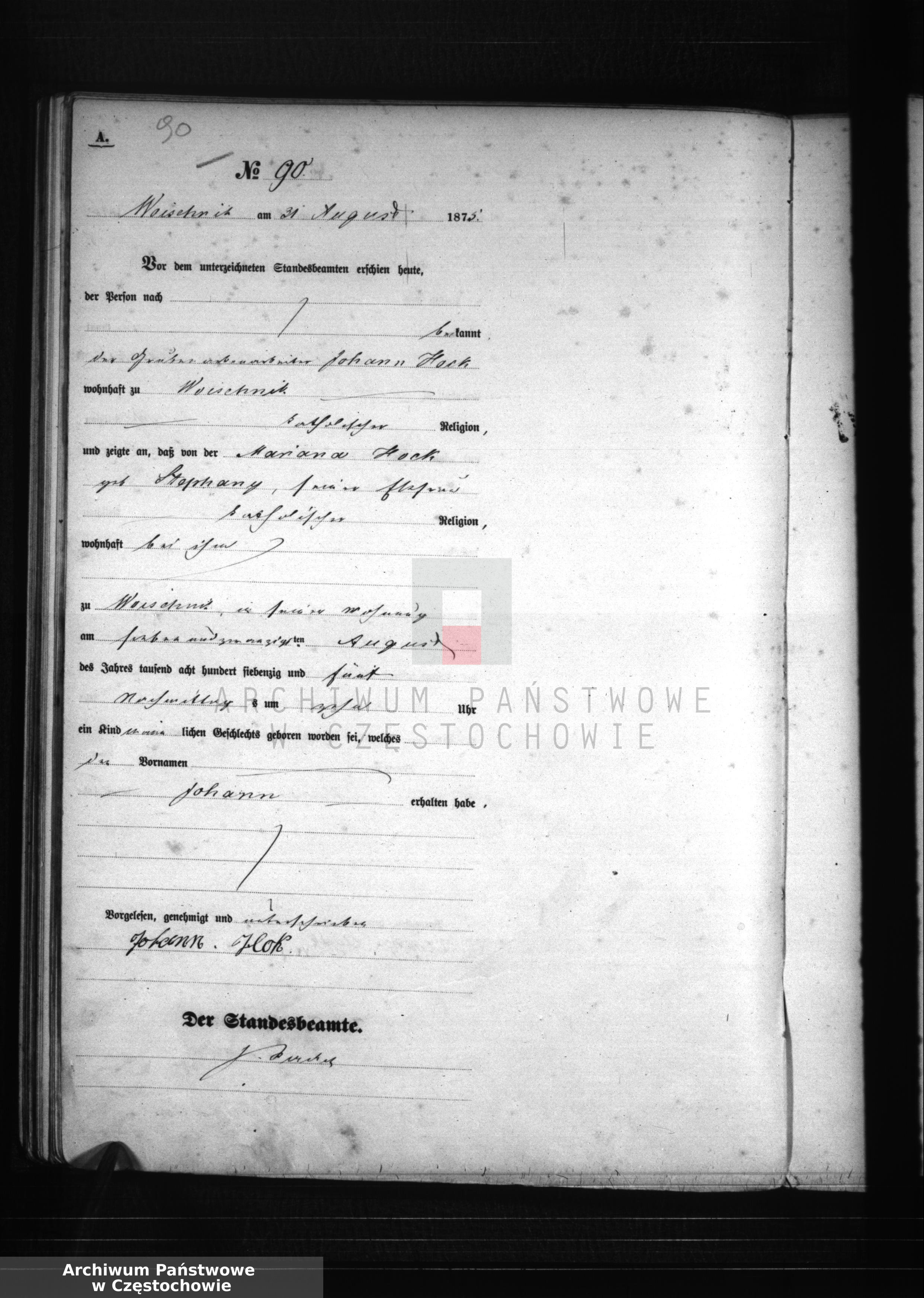 Skan z jednostki: [Pierwopis aktów urodzeń z 1875 roku].