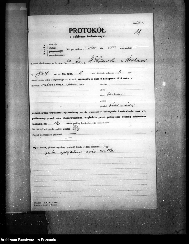 Obraz 16 z jednostki "Mleczarnia parowa własność. Leśniewicz we wsi Tarnowo pow. obornicki nr woj. 5553"