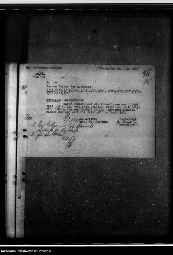 Obraz 18 z jednostki "Lageberichte - korespondencja i wytyczne w sprawie sporządzania sprawozdań z działalności landratów i wydziałów urzędu namiestnika"