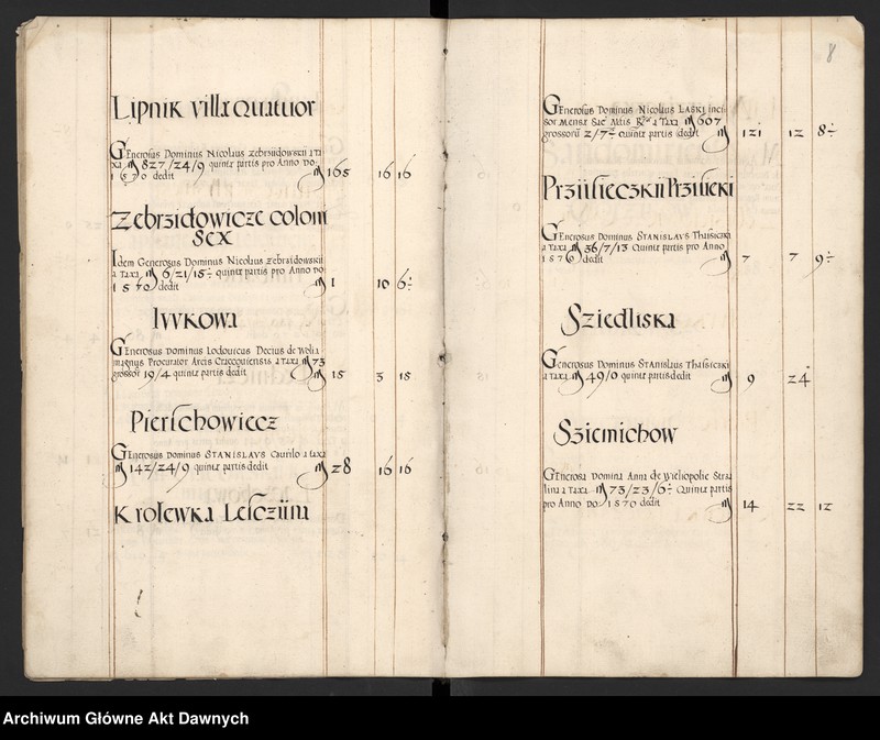 image.from.unit.number "Sumariusz pieniędzy i rejestr retenty piątej części z dochodów dóbr stołowych z terenów całej Rzeczpospolitej."