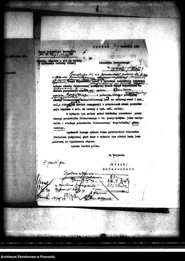 image.from.unit.number "Odprawy z art. 44 ustawy o wykonaniu reformy rolnej dla byłej służby folwarcznej z majątku państwowego Czołowo powiatu kaliskiego"