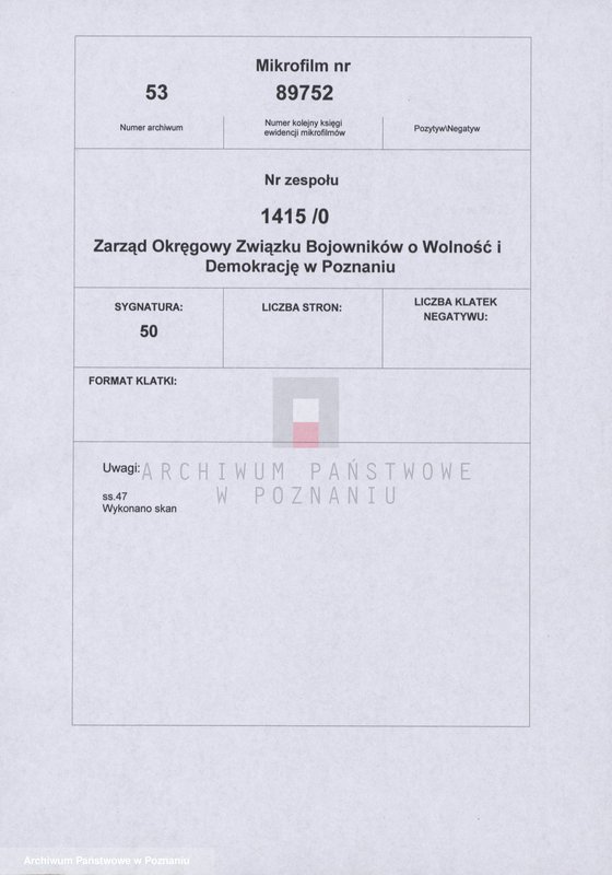 Obraz 2 z jednostki "Wykazy władz naczelnych Związku Bojowników o Wolność i Demokrację."