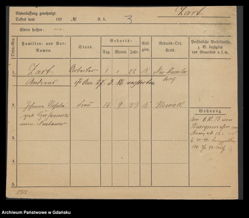 image.from.unit.number "Karty meldunkowe: Zapel - Zeitz"