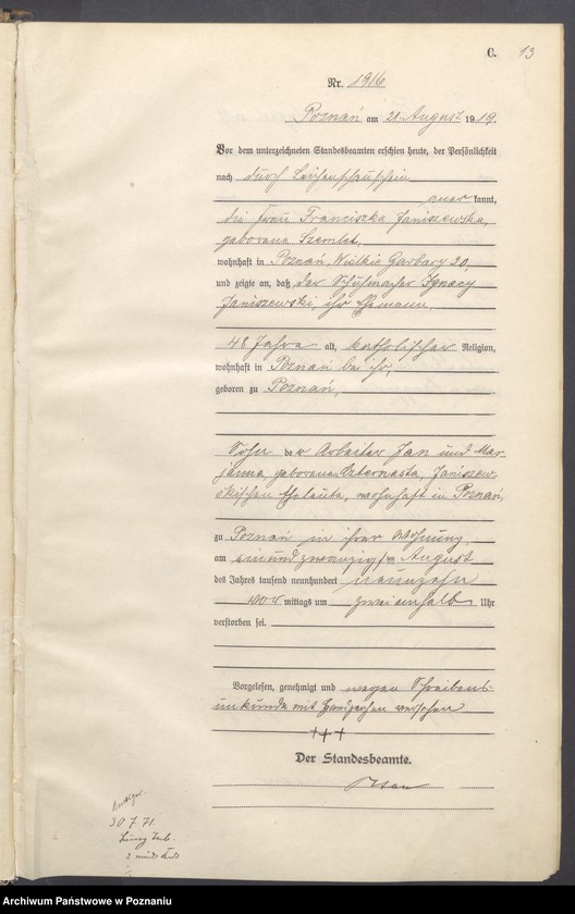 Obraz 15 z jednostki "Księga miejscowa zgonów tom V [Rejestr główny zgonów]"