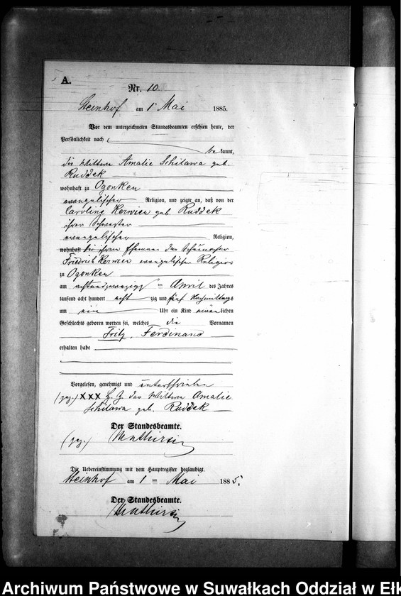 image.from.unit.number "Geburts-Neben-Register des Preussischen Standes-Amtes Gr. Strengeln Kreis Angerburg"