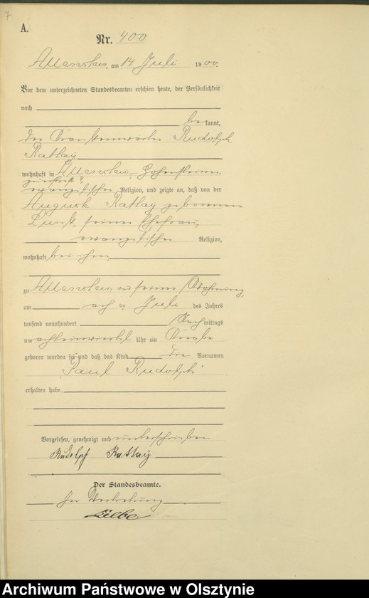 image.from.unit.number "Geburts-Haupt-Register Tom II,Nr 395 - 726"