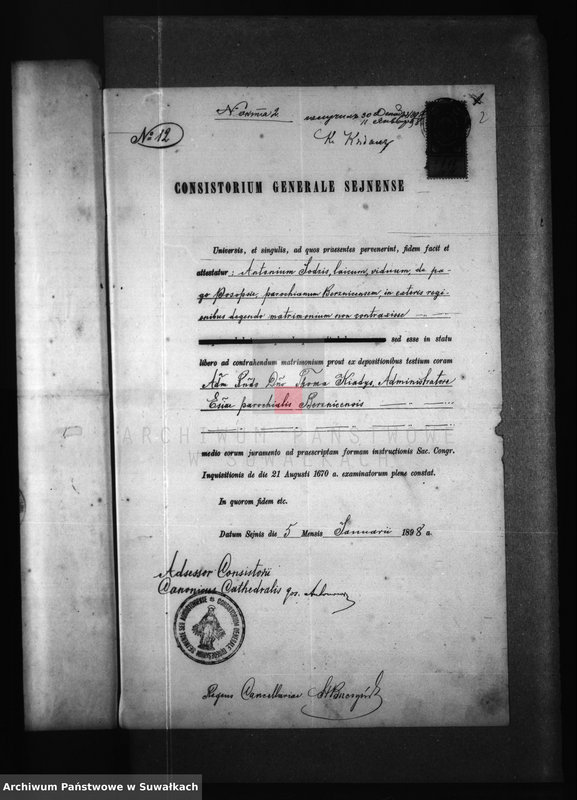 image.from.unit.number "Dokumenty brakosočetavšichsja lic Berznickago R. Katoličeskago Prichoda za 1898 god"