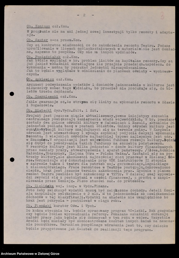 image.from.unit.number "Protokóły z posiedzeń Komisji Wychowania, Oświaty i Kultury Wojewódzkiej Rady Narodowej w Zielonej Górze; Nr 11 - 18"