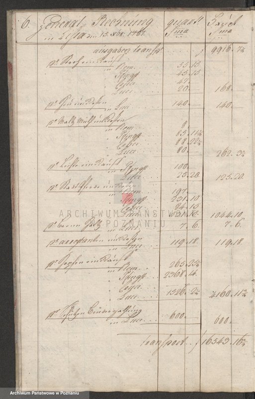 Obraz 8 z jednostki "Generalrechnung der Stadt Lissa; język niemiecki"